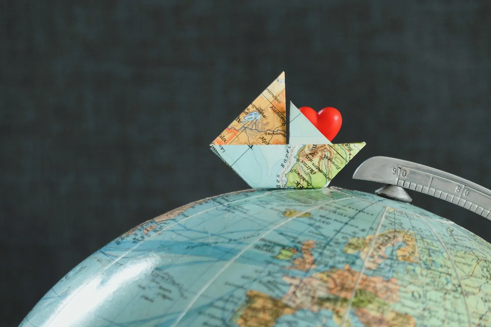 Globe focused on Central Europe