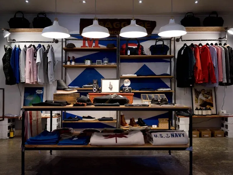 Retail store interior with products on display